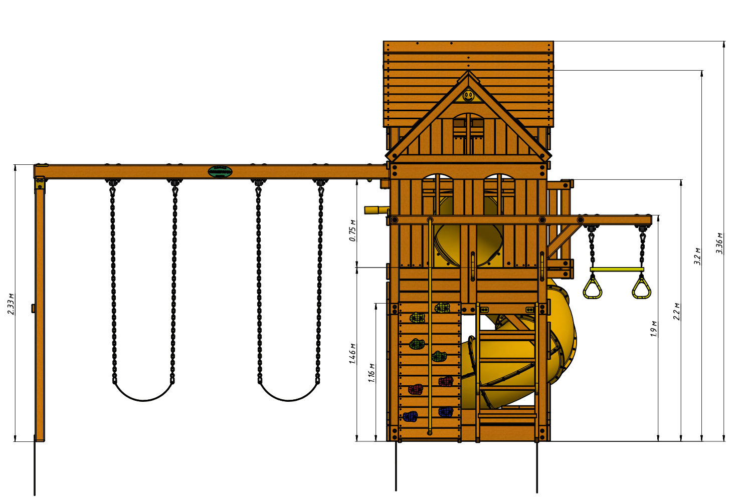 Схема детской площадки MoyDvor ПАНОРАМА с трубой (10104 01)