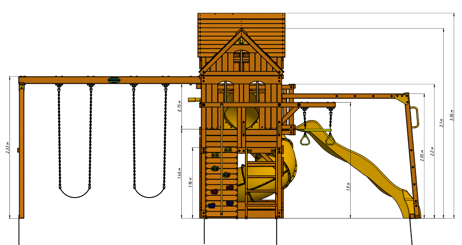 Схема детской площадки MoyDvor ПАНОРАМА с трубой, спуском и рукоходом