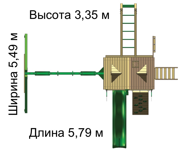 Схема детской площадки РАССВЕТ (модификация Трихауз с рукоходом)